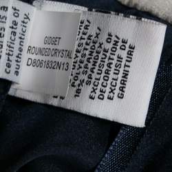 Pre Owned Diane Von Furstenberg Navy Blue & Cream Crystal Embellished Silk Gidget Dress S