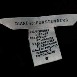 Pre Owned Diane Von Furstenberg Black Knit Hutton Short Sleeve Wrap Dress M