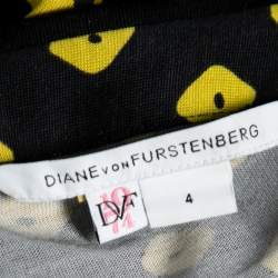 Pre Owned Diane Von Furstenberg Black Printed Silk Jersey New Jeanne Wrap Dress S