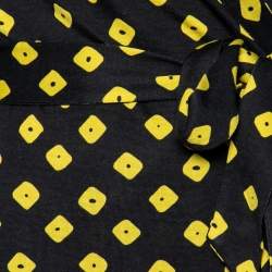 Pre Owned Diane Von Furstenberg Black Printed Silk Jersey New Jeanne Wrap Dress S