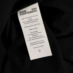 Pre Owned Diane von Furstenberg Black Printed Silk & Velvet Polka Dotted Dress M