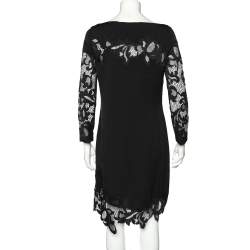 Pre Owned Diane von Furstenberg Black Silk & Lace Trim Ernestina Dress M