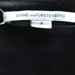 Pre Owned Diane von Furstenberg Black Silk & Lace Trim Ernestina Dress M