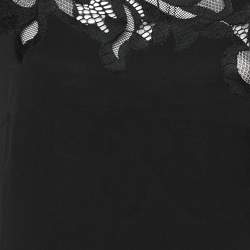 Pre Owned Diane von Furstenberg Black Silk & Lace Trim Ernestina Dress M