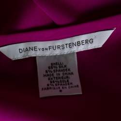 Pre Owned Diane von Furstenberg Purple Silk Long Sleeve Blouse M