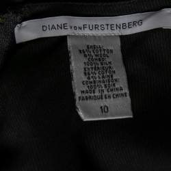 Pre Owned Diane von Furstenberg Black Cotton & Wool Elsie Top L