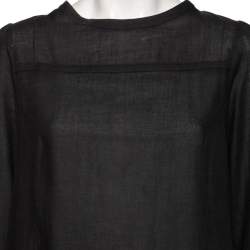Pre Owned Diane von Furstenberg Black Cotton & Wool Elsie Top L
