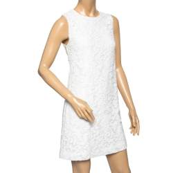 Pre Owned Diane von Furstenberg White Sequin Embellished Lace Kaleb Dress S