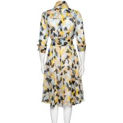 Pre Owned Diane Von Furstenberg Multicolored Printed Silk Hillevi Shirt Dress M