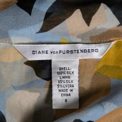 Pre Owned Diane Von Furstenberg Multicolored Printed Silk Hillevi Shirt Dress M