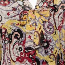 Pre Owned Diane Von Furstenberg Multicolor Printed Silk Neck Tie Tenner Shirt M