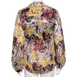 Pre Owned Diane Von Furstenberg Multicolor Printed Silk Neck Tie Tenner Shirt M