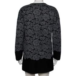 Diane von Furstenberg Grey Wool & Lace Open Front Long Cardigan S