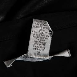 Pre Owned Diane Von Furstenberg Black Leather Jenning Short Sleeve Top M