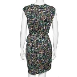 Pre Owned Diane Von Furstenberg Multicolored Printed Jersey Tie Detail Manda Dress L