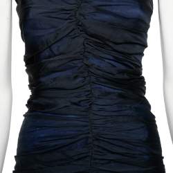 Pre Owned Diane Von Furstenberg Blue Silk Chiffon Strapless Lele Dress M