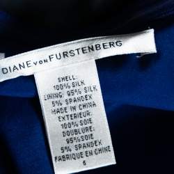 Pre Owned Diane Von Furstenberg Blue Silk Chiffon Strapless Lele Dress M