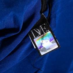Pre Owned Diane Von Furstenberg Blue Silk Chiffon Strapless Lele Dress M