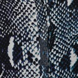 Pre Owned Diane von Furstenberg Blue Snake Print Silk Chiffon Lorelei Shirt M