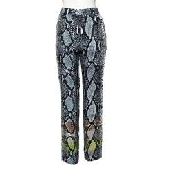 Pre Owned Diane Von Furstenberg Blue Snake Print Silk Benett Two Pants M