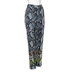 Pre Owned Diane Von Furstenberg Blue Snake Print Silk Benett Two Pants M