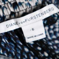 Pre Owned Diane Von Furstenberg Blue Snake Print Silk Benett Two Pants M