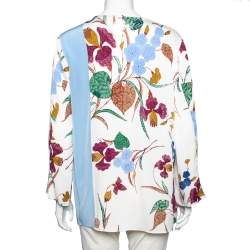 Diane von Furstenberg Multicolor Floral Printed Long Sleeves Top L