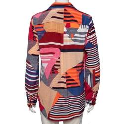 Pre Owned Diane Von Furstenberg Multicolor Abstract Printed Silk Top M