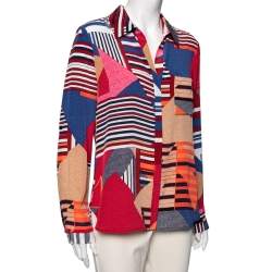 Pre Owned Diane Von Furstenberg Multicolor Abstract Printed Silk Top M