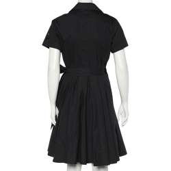 Pre Owned Diane von Furstenberg Black Cotton Blend Kaley Wrap Dress L