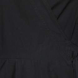 Pre Owned Diane von Furstenberg Black Cotton Blend Kaley Wrap Dress L