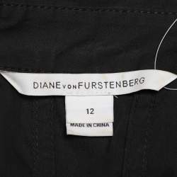 Pre Owned Diane von Furstenberg Black Cotton Blend Kaley Wrap Dress L