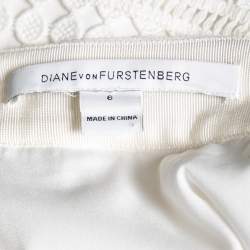 Pre Owned Diane von Furstenberg White Lace Tiana Skirt M