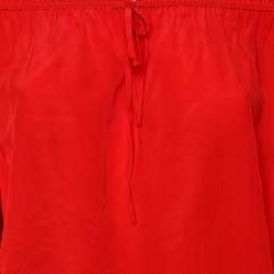 Diane von Furstenberg Red Silk Off Shoulder Ruffled Top S