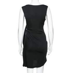 Pre Owned Diane Von Furstenberg Black Silk Pleated Front Dress XS