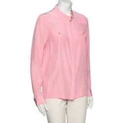 Pre Owned Diane von Furstenberg Pink Silk Button Front Marianna Top M