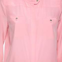 Pre Owned Diane von Furstenberg Pink Silk Button Front Marianna Top M
