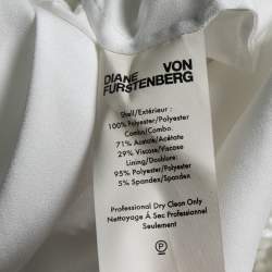 Pre Owned Diane von Furstenberg White Mesh Paneled Overlay Gown Back Slit Dress S
