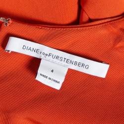 Pre Owned Diane von Furstenberg Orange Stretch Knit Reona Sheath Dress S