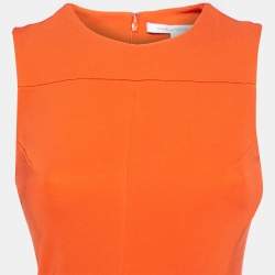 Pre Owned Diane von Furstenberg Orange Stretch Knit Reona Sheath Dress S