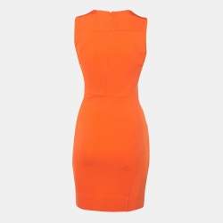 Pre Owned Diane von Furstenberg Orange Stretch Knit Reona Sheath Dress S