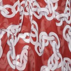 Pre Owned Diane von Furstenberg Red Chain Print Silk Chiffon Depti Top M