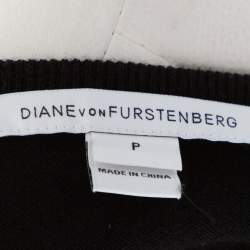 Pre Owned Diane von Furstenberg Black Wool & Lace Inset Leandra Wrap Dress P