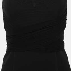 Pre Owned Diane Von Furstenberg Black Stretch Knit Structured Sash Mini Dress S