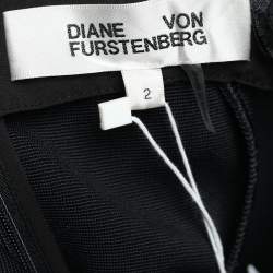 Pre Owned Diane Von Furstenberg Black Stretch Knit Structured Sash Mini Dress S