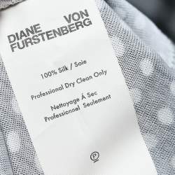 Pre Owned Diane Von Furstenberg Colorblock Polka Dotted Silk Ferma Wrap Dress XS