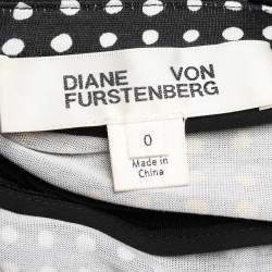 Pre Owned Diane Von Furstenberg Colorblock Polka Dotted Silk Ferma Wrap Dress XS
