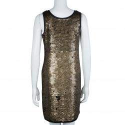 Diane von Furstenberg Gold Sequin Embellished Sleeveless Chika Dress M