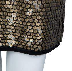 Diane von Furstenberg Gold Sequin Embellished Sleeveless Chika Dress M