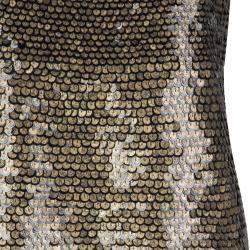 Diane von Furstenberg Gold Sequin Embellished Sleeveless Chika Dress M